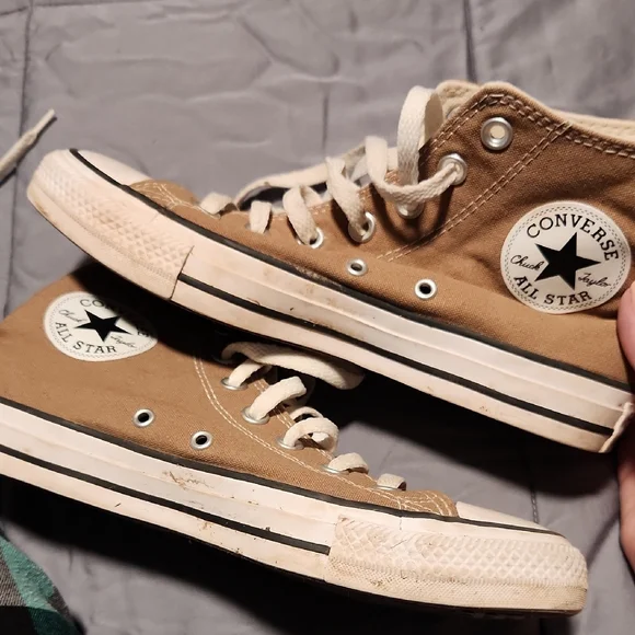 Converse High Top Sneakers - Tan with White Accents - Picture 6 of 6
